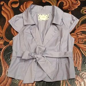 Anthropologie Cidra Cap Sleeve Tie Front Jacket 6